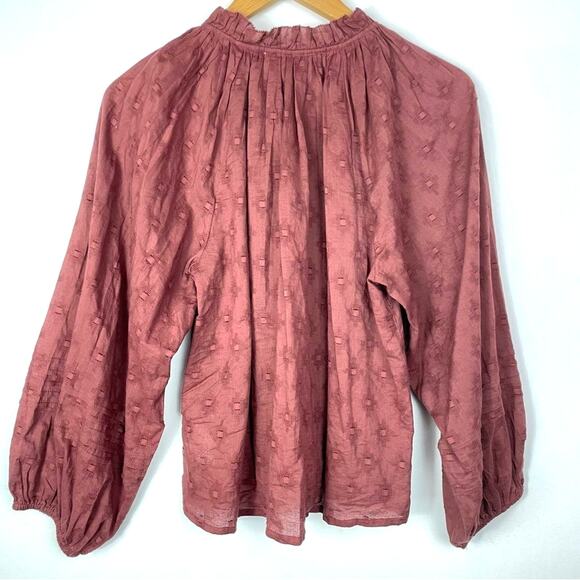 Anthropologie | Brown Button Down Shirt Cotton Long Sleeve Shirt Peasant Top S - Picture 2 of 8